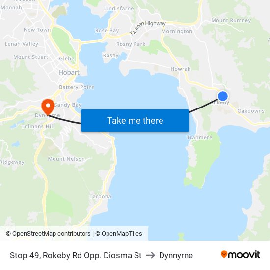 Stop 49, Rokeby Rd Opp. Diosma St to Dynnyrne map