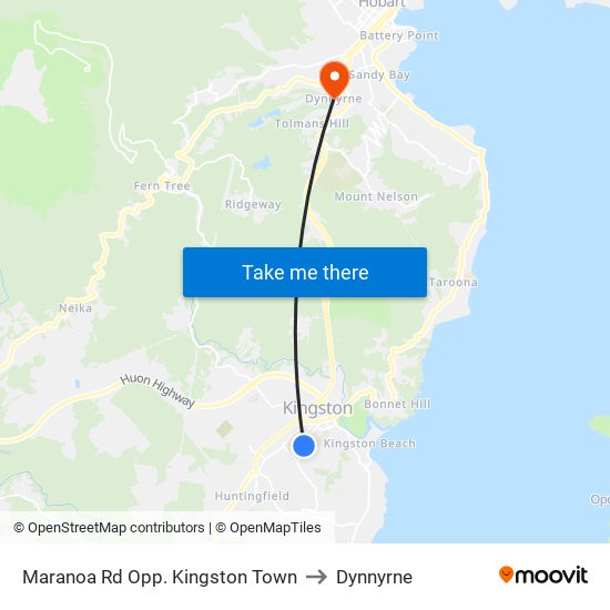 Maranoa Rd Opp. Kingston Town to Dynnyrne map
