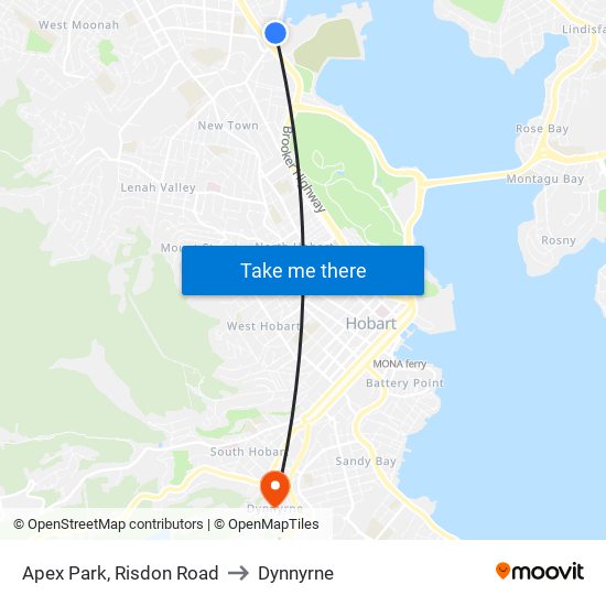 Apex Park, Risdon Road to Dynnyrne map