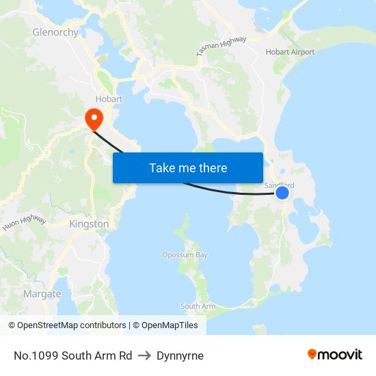 No.1099 South Arm Rd to Dynnyrne map