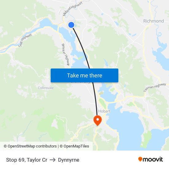 Stop 69, Taylor Cr to Dynnyrne map