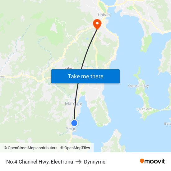 No.4 Channel Hwy, Electrona to Dynnyrne map