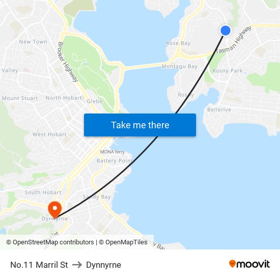 No.11 Marril St to Dynnyrne map