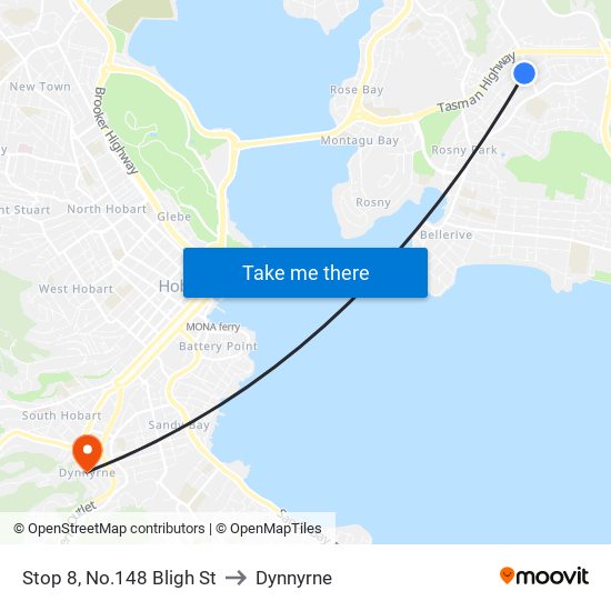 Stop 8, No.148 Bligh St to Dynnyrne map