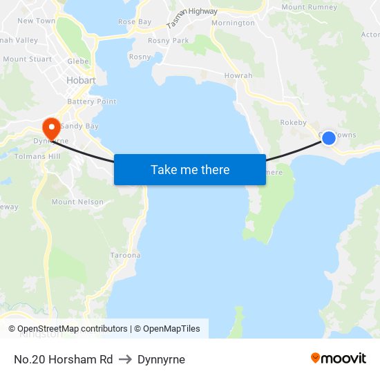 No.20 Horsham Rd to Dynnyrne map