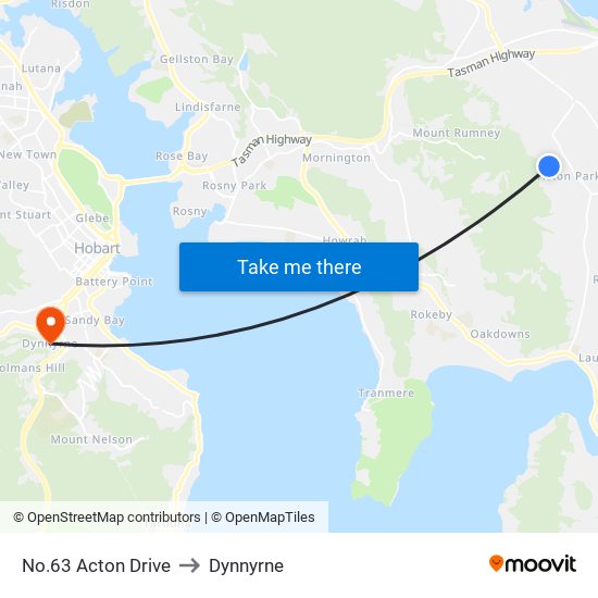 No.63 Acton Drive to Dynnyrne map