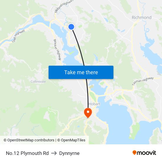 No.12 Plymouth Rd to Dynnyrne map