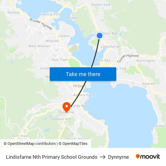 Lindisfarne Nth Primary School Grounds to Dynnyrne map