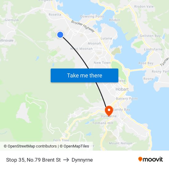 Stop 35, No.79 Brent St to Dynnyrne map