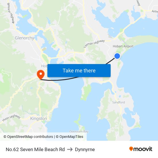 No.62 Seven Mile Beach Rd to Dynnyrne map