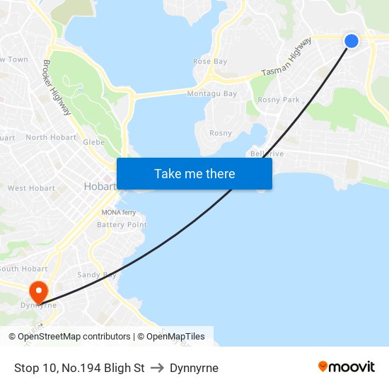 Stop 10, No.194 Bligh St to Dynnyrne map
