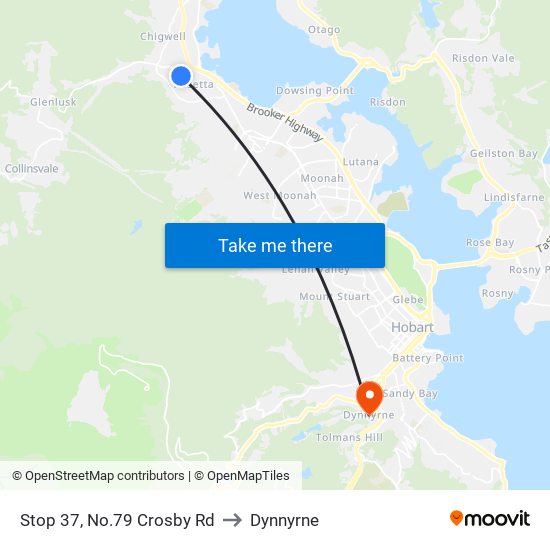 Stop 37, No.79 Crosby Rd to Dynnyrne map