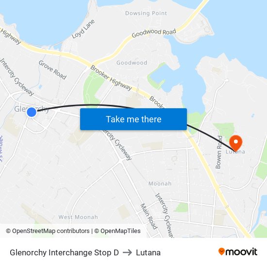 Glenorchy Interchange Stop D to Lutana map