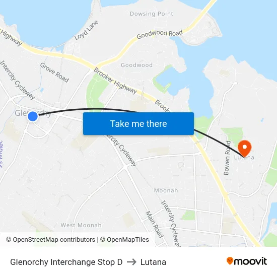 Glenorchy Interchange Stop D to Lutana map