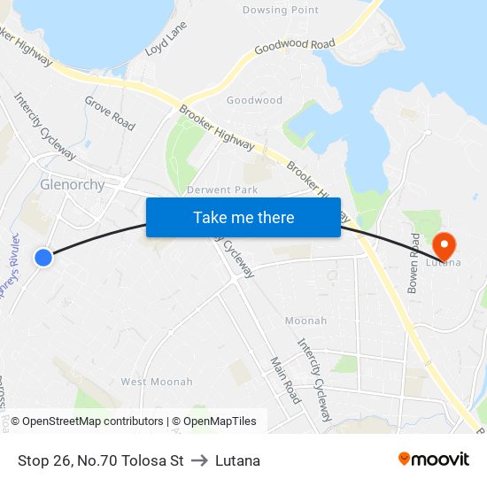 Stop 26, No.70 Tolosa St to Lutana map
