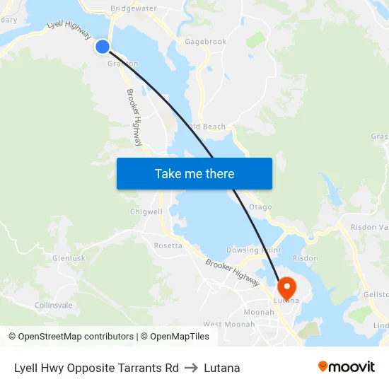 Lyell Hwy Opposite Tarrants Rd to Lutana map