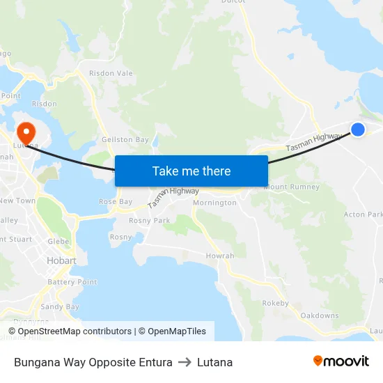 Bungana Way Opposite Entura to Lutana map
