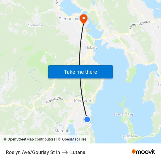 Roslyn Ave/Gourlay St In to Lutana map