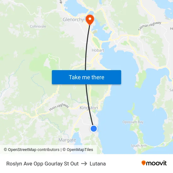 Roslyn Ave Opp Gourlay St Out to Lutana map