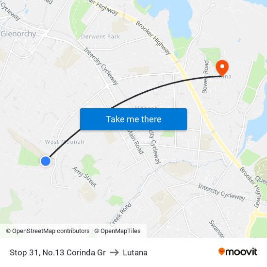 Stop 31, No.13 Corinda Gr to Lutana map