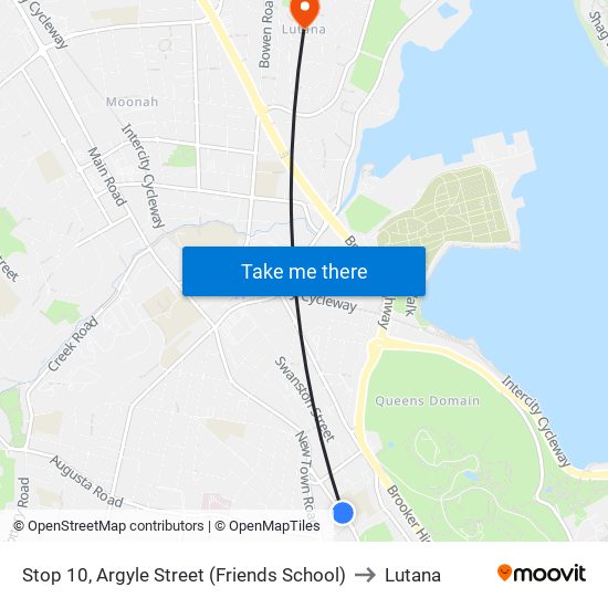 Stop 10, Argyle Street (Friends School) to Lutana map