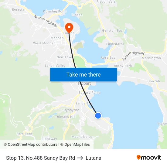 Stop 13, No.488 Sandy Bay Rd to Lutana map