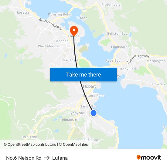 No.6 Nelson Rd to Lutana map