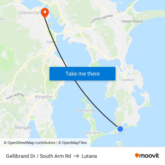 Gellibrand Dr / South Arm Rd to Lutana map