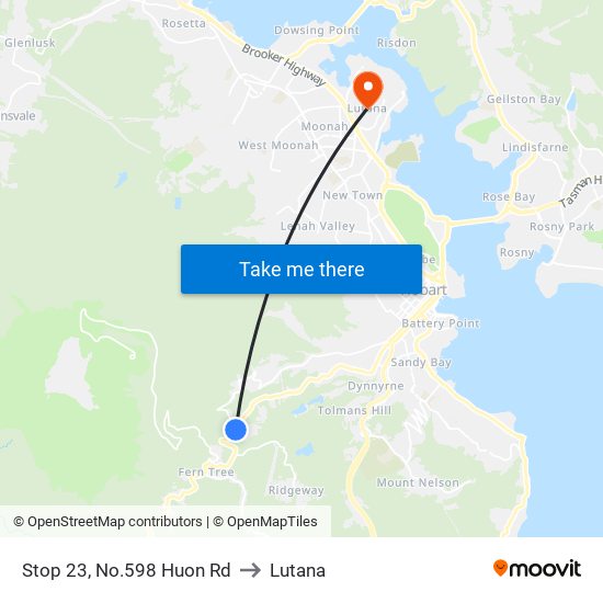 Stop 23, No.598 Huon Rd to Lutana map