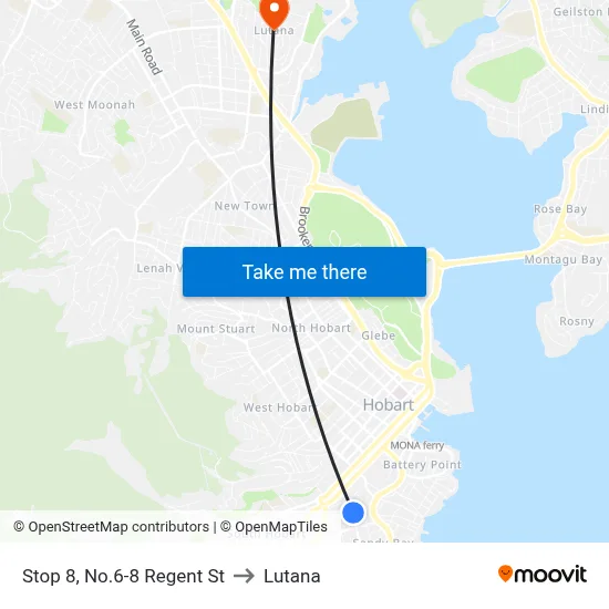 Stop 8, No.6-8 Regent St to Lutana map