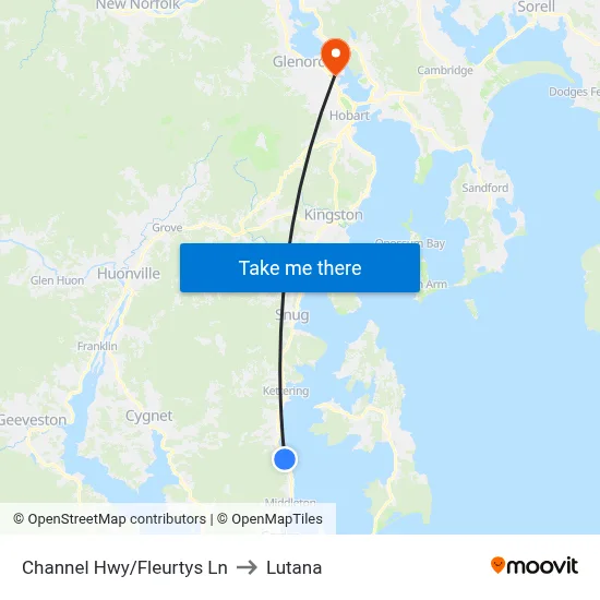 Channel Hwy/Fleurtys Ln to Lutana map