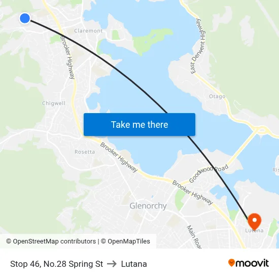 Stop 46, No.28 Spring St to Lutana map