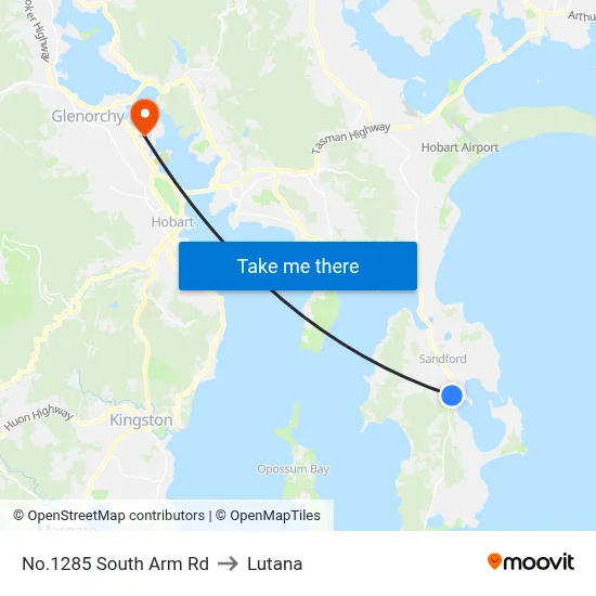 No.1285 South Arm Rd to Lutana map