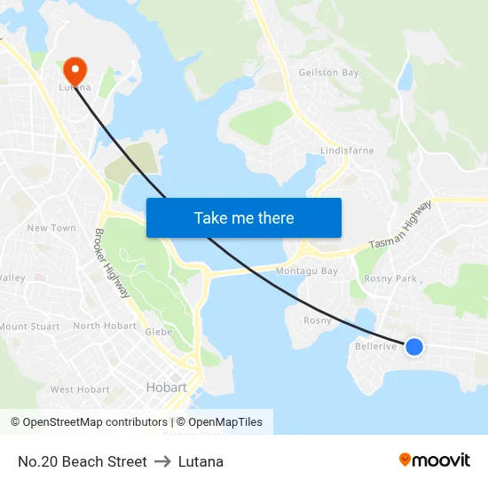 No.20 Beach Street to Lutana map