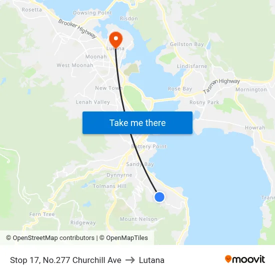 Stop 17, No.277 Churchill Ave to Lutana map