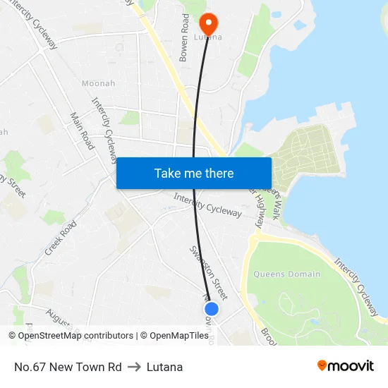 No.67 New Town Rd to Lutana map