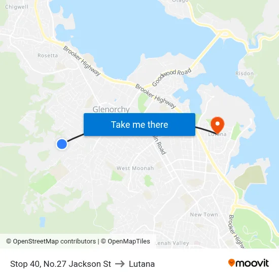 Stop 40, No.27 Jackson St to Lutana map