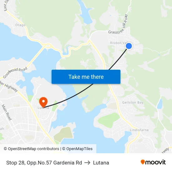 Stop 28, Opp.No.57 Gardenia Rd to Lutana map