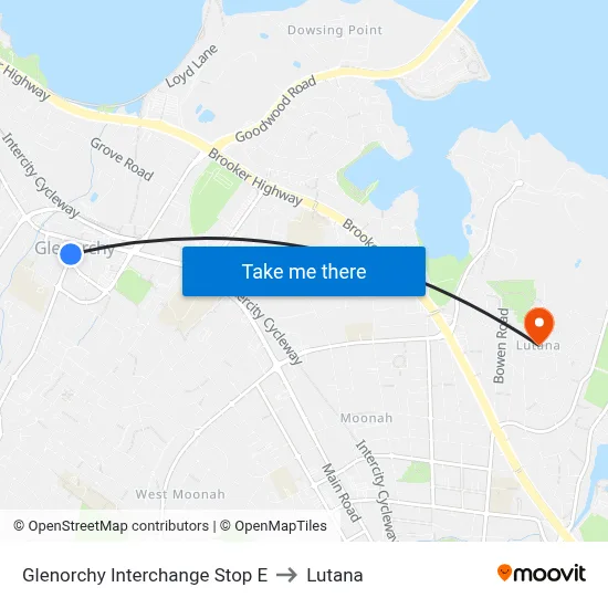 Glenorchy Interchange Stop E to Lutana map
