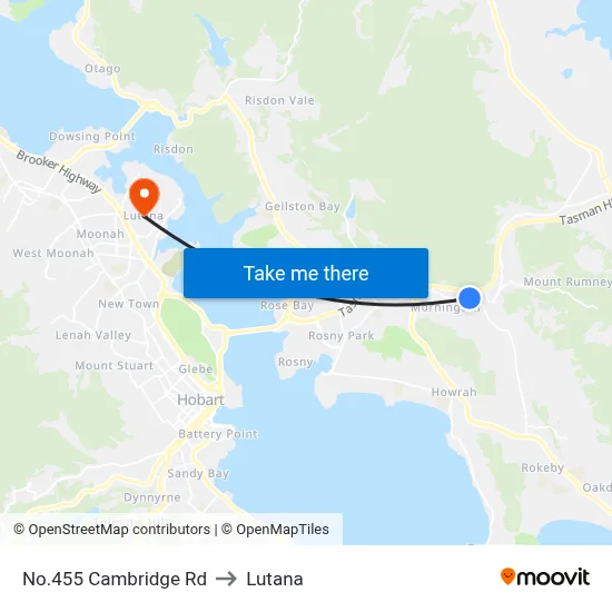 No.455 Cambridge Rd to Lutana map