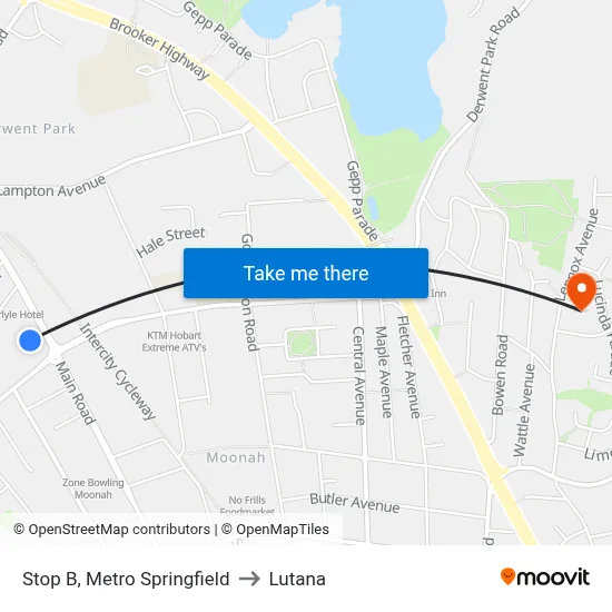 Stop B, Metro Springfield to Lutana map