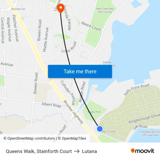 Queens Walk, Stainforth Court to Lutana map