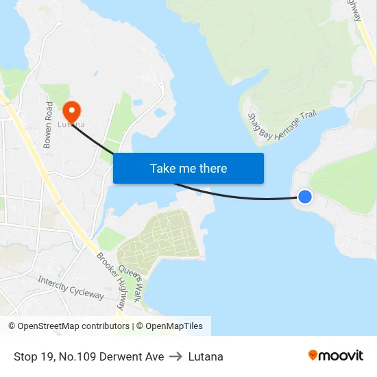 Stop 19, No.109 Derwent Ave to Lutana map