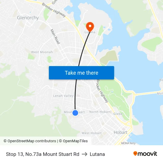 Stop 13, No.73a Mount Stuart Rd to Lutana map