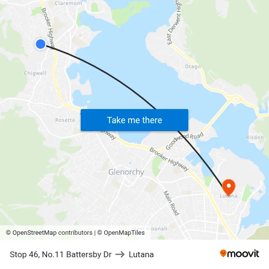 Stop 46, No.11 Battersby Dr to Lutana map