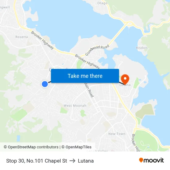 Stop 30, No.101 Chapel St to Lutana map