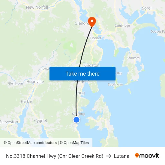 No.3318 Channel Hwy (Cnr Clear Creek Rd) to Lutana map