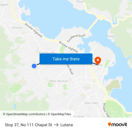 Stop 37, No.111 Chapel St to Lutana map