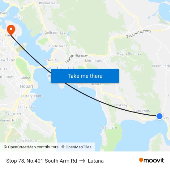 Stop 78, No.401 South Arm Rd to Lutana map