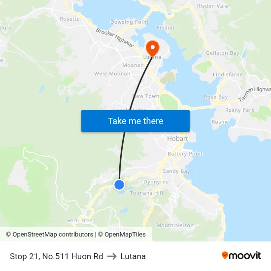 Stop 21, No.511 Huon Rd to Lutana map